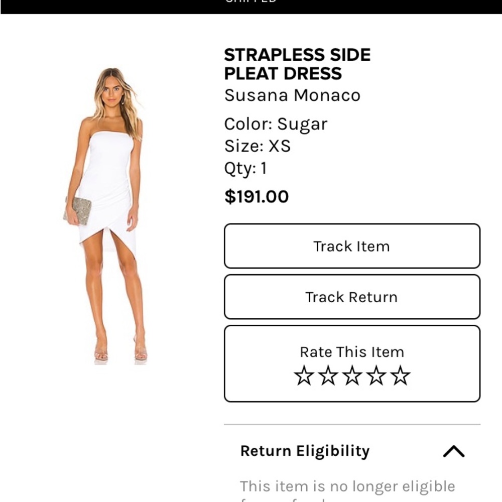 Susana Monaco (Revolve) strapless Side Pleat Dress